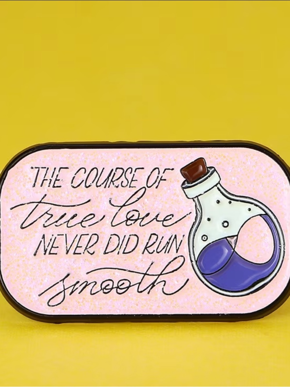 Enamel Pin - Pink Rectangle with Potion Bottle & Script